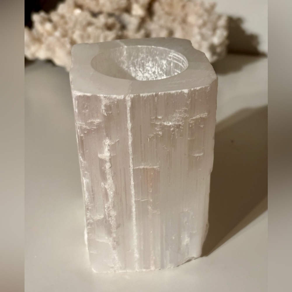 Selenite Candle Holder - White Crystal Tea Light Holder
